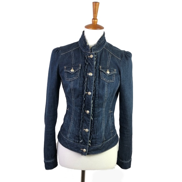 women's ruffled denim jacket